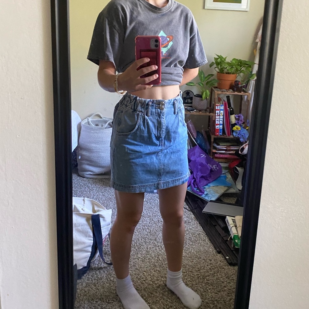 top shop denim skirt